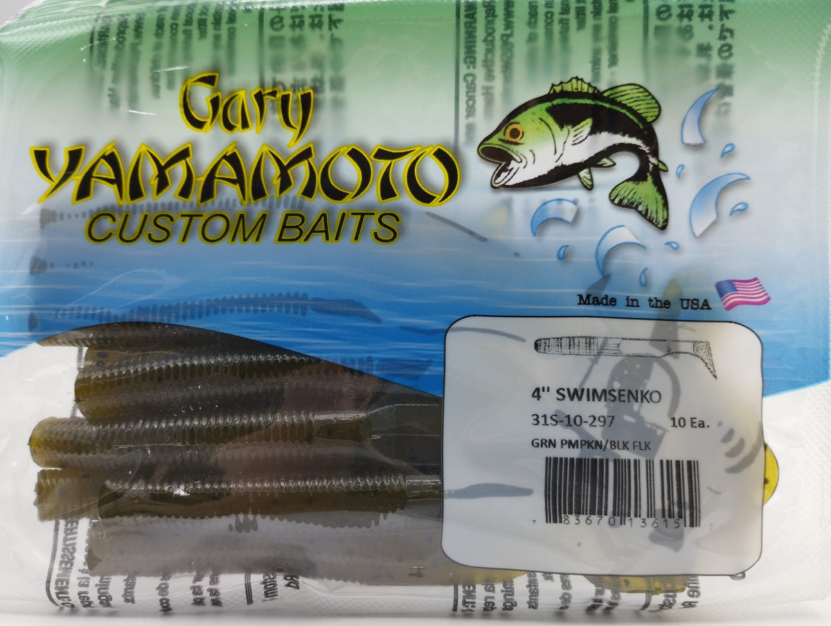 SWIMSENKO 4" GREEN PUMPKIN BLACK FLAKE GARY YAMAMOTO