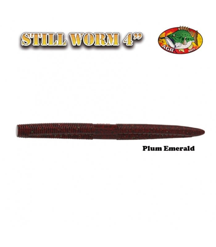 STILL WORM AGR BAITS 4" PLUM EMERALD