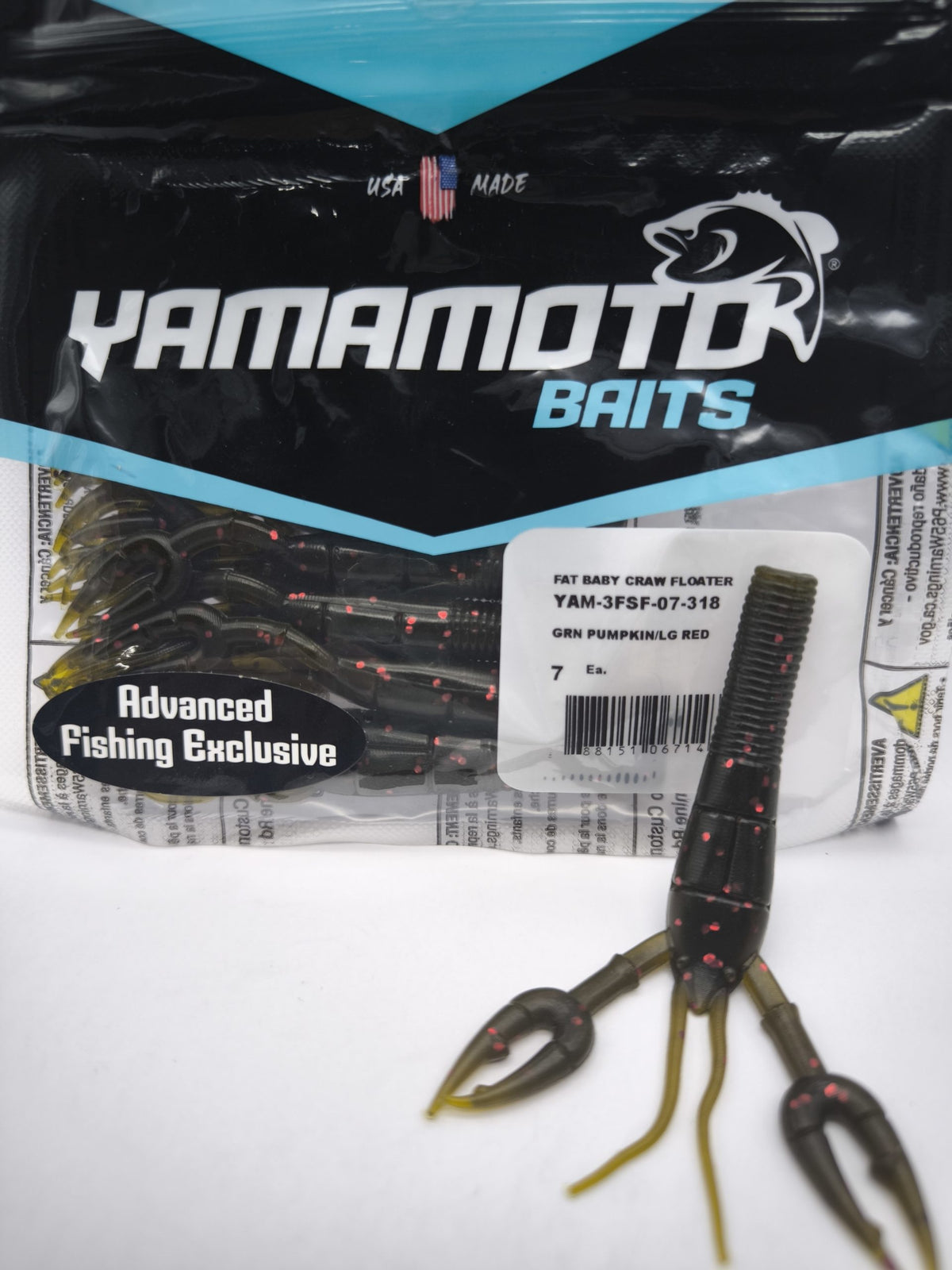 FAT BABY CRAW FLOATER GREEN PUMPKIN RED GARY YAMAMOTO