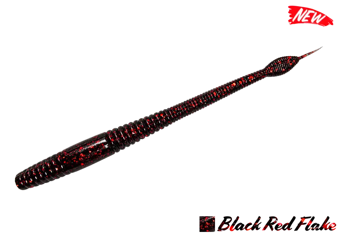 MOTION WORM AGR BAITS BLACK RED FLAKE