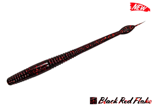 MOTION WORM AGR BAITS BLACK RED FLAKE