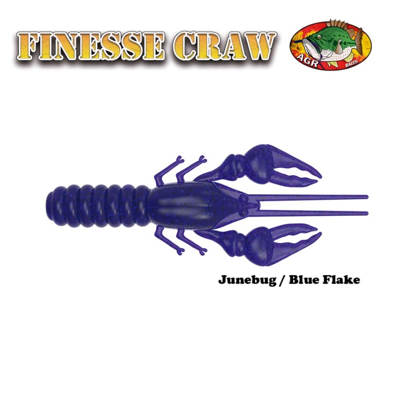 FINESSE CRAW AGR BAITS JUNEBUG BLUE FLAKE